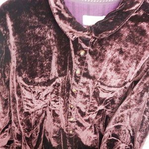 ANTHROPOLOGIE PURPLE VELVET BUTTON DOWN SHIRT SIZE 10P